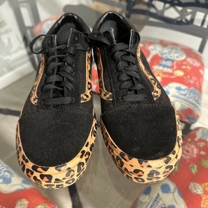 Vans platformed sneakers with leopard accents